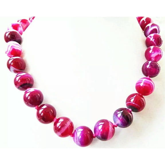 GKNET 10mm round Natural Striped agate gemstone necklace 18 '' AAA