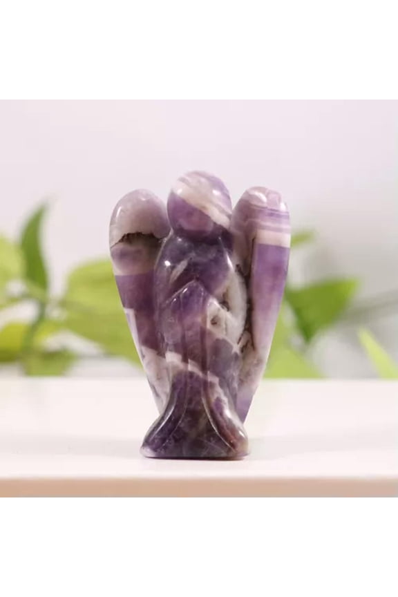 10pcs 1.5inch Charms Stone Carved Crystal Guardian Reiki Healing Angel Figurines-Amethyst