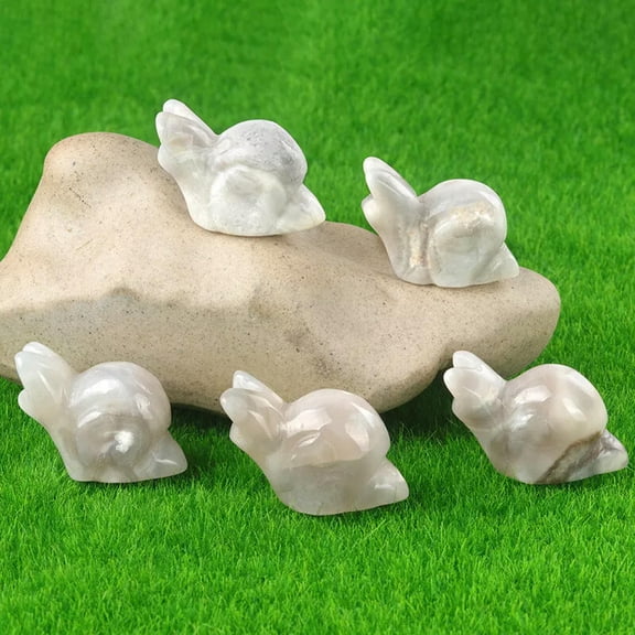 GKNET 10pcs 1" Small Natural White Crazy Agate Stone Carved Snail Reiki Healing Statue