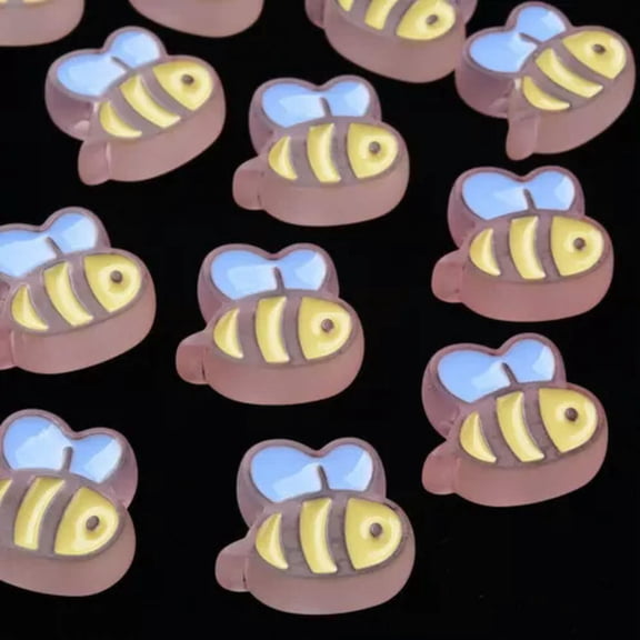 GKNET 10pcs Acrylic Bee Enamel Beads Frosted Flying Honeybee Loose Bead 23.5x26x9mm-Coffee