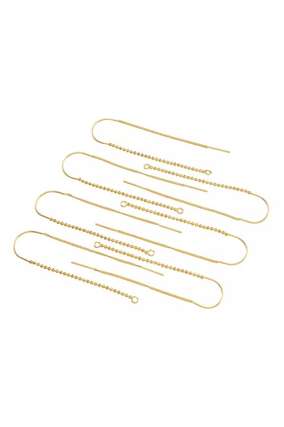 10pcs Brass Long Chain Ear Threaders Dangle Earring Threads Gold Plated 7.2cm