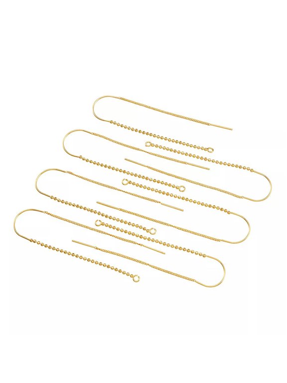 10pcs Brass Long Chain Ear Threaders Dangle Earring Threads Gold Plated 7.2cm