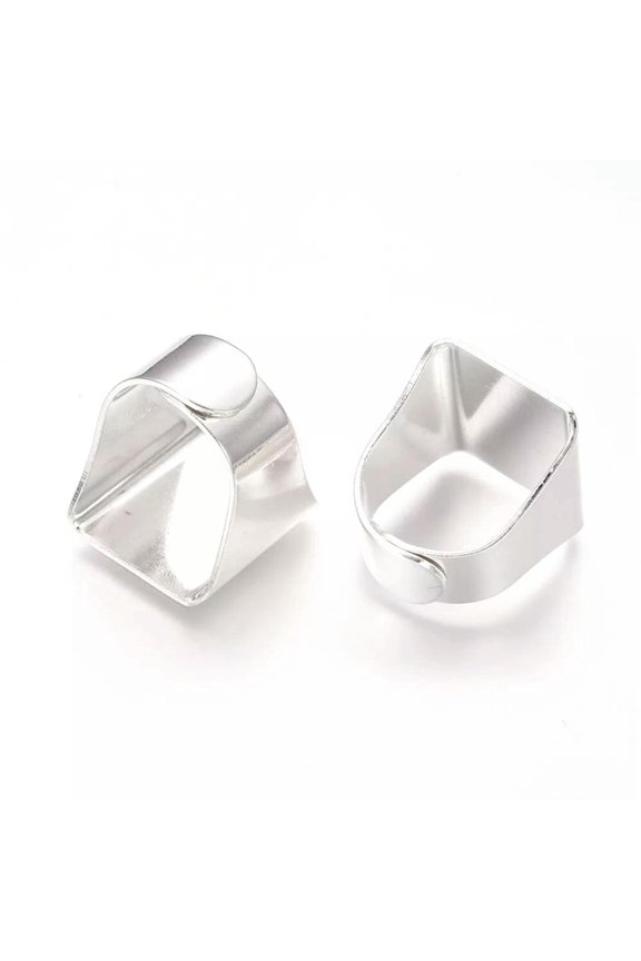 10pcs Brass Ring Blanks Pad Square Tray 18.5x20mm Silver Ring Shanks Adjustable
