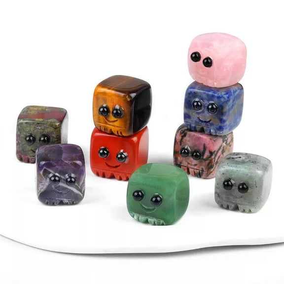 GKNET 10pcs Duck Statue Natural Stones Crystals Carved Block Sprites Figurine Decor