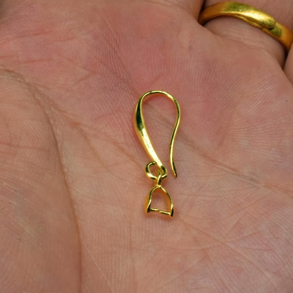 GKNET 10pcs Gold Plated Hooks Wire For DIY Making Pinch Bail Crystal Making Jewelry