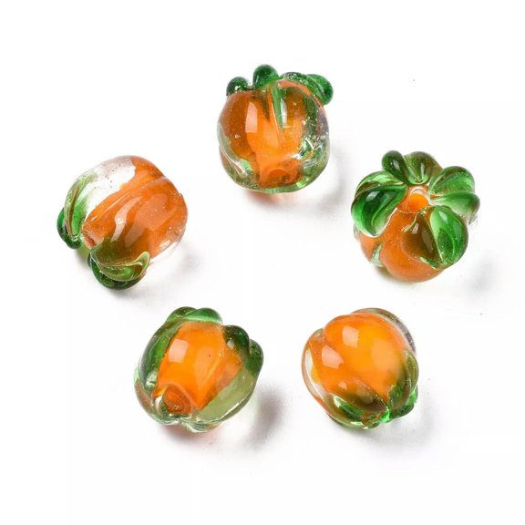 GKNET 10pcs Lampwork Beads Persimmon Dark Orange Fruit Spacer Loose Bead 12~13mm