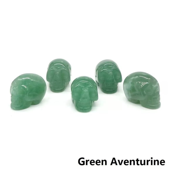GKNET 10pcs Natural Green Aventurine Stone Skull Crystal Skull Mineral Reiki Ornaments