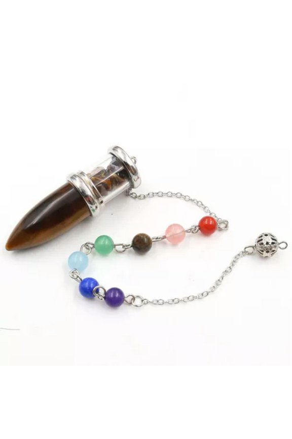 10pcs Natural Stone Chakra Pendulum Pendant Energy Power Reiki Healing Amulet-Tiger's eye