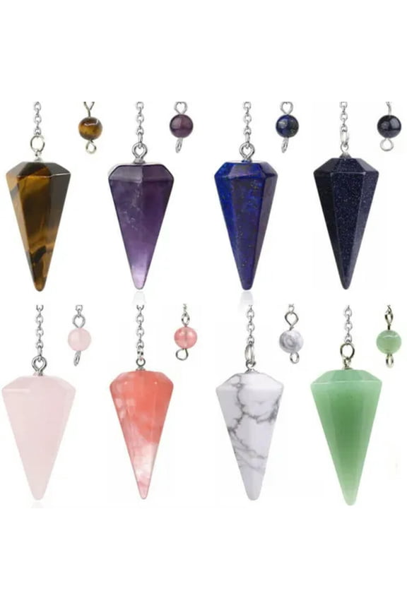 10pcs Natural Stone Crystal Pendulum Hexagonal Reiki Chakra Healing Pendant