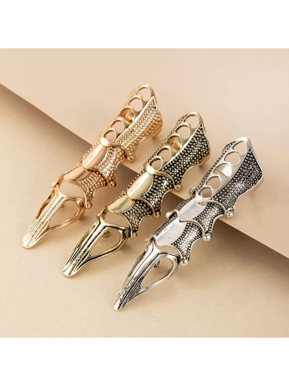 10pcs Punk Gothic Silvery Ghost Skull Knuckle Armour Double Cosplay Delicate Jewelry Ring