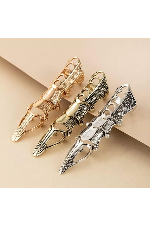 10pcs Punk Gothic Silvery Ghost Skull Knuckle Armour Double Cosplay Delicate Jewelry Ring