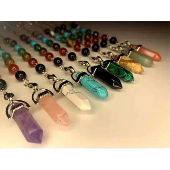 GKNET 10pcs Quartz Pendulum Crystal Point Healing Reiki Chakra Pendant Hypnosis Stone
