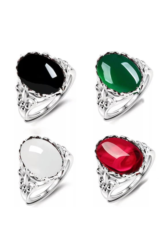 10pcs Wholesale Bulk Lots Mixed Agate Color Natural Stone Alloy Women Rings