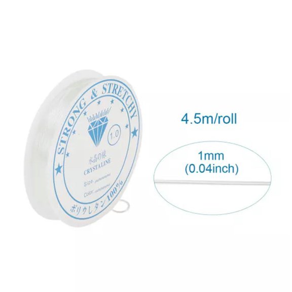 GKNET 10rolls Elastic Crystal Thread Clear Delicate Jewelry Beading Bracelet Stretchy String-1.0mm 【4.5~5m/roll】