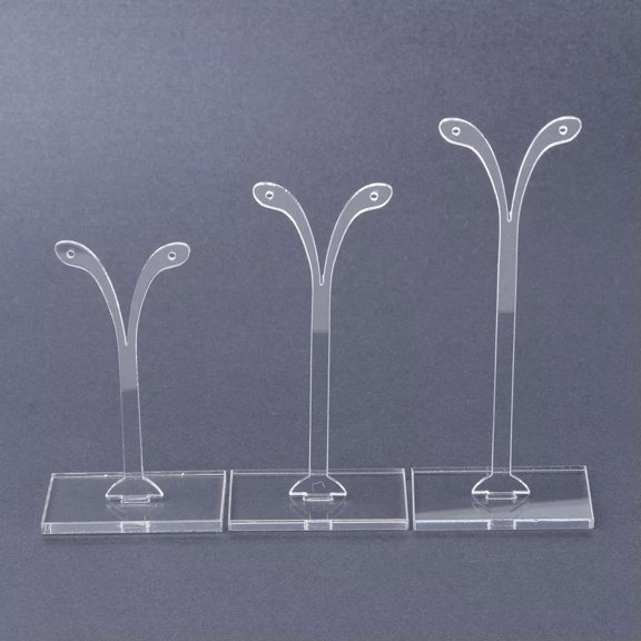 GKNET 10sets Plastic Earring Display Rack Delicate Jewelry Hanging Tree Stand Clear 8-12cm