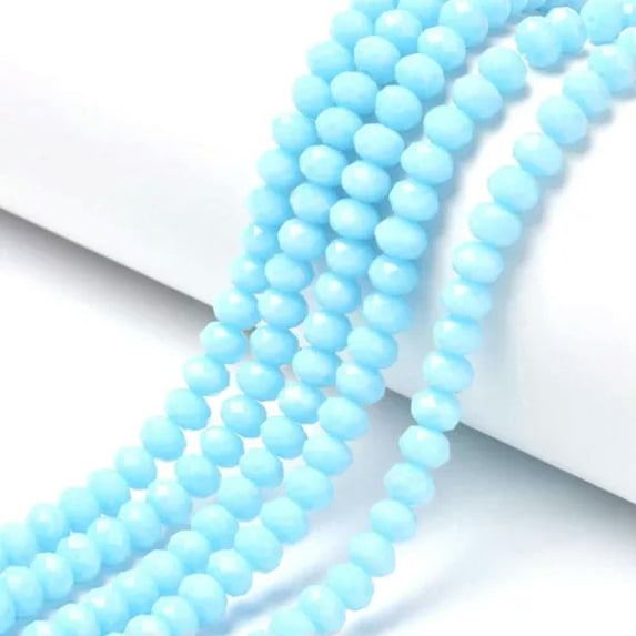 GKNET 10strands Faceted Glass Crystal Beads Rondelle Opaque 4/6/8mm Assorted Color-6x5mm (88pcs/strand)-Cyan