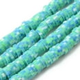 thumbnail image 1 of GKNET 10strands Polymer Clay Beads 4mm-8mm Speckled Colorful Flat Round Heishi Bead-(6mm) Turquoise, 1 of 6
