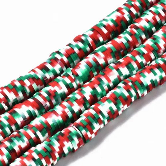 GKNET 10strands Polymer Clay Beads 4mm-8mm Speckled Colorful Flat Round Heishi Bead-(8mm) Colorful