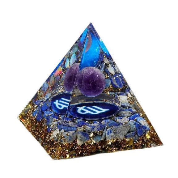 GKNET 10x Natural Lapis Lazuli Virgo Pyramid Quartz Crystal Orgonite Desktop Art Decor-default