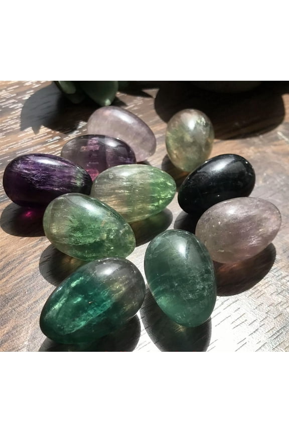 10x Natural Rainbow Fluorite Eggs Quartz Crystal Pendant Mineral Carved Skull