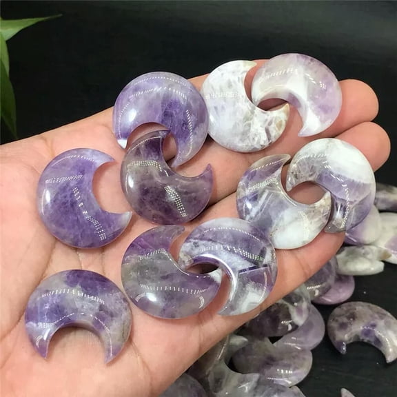 GKNET 10x Wholesale Natural Amethyst Stone Moon Crystal Carved Skull Reiki Healing