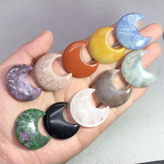 GKNET 10x Wholesale Natural Mixed Moon Quartz Crystal Carved Skull Reiki Healing Gem