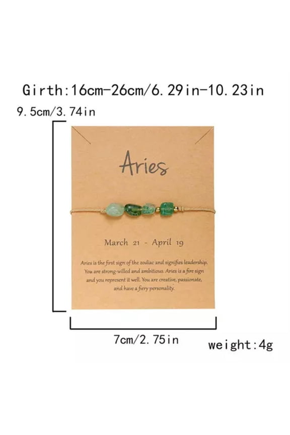 12 Constellation Zodiac Natural Bracelet Bangle Horoscope Braided Women Men Gift-Aries