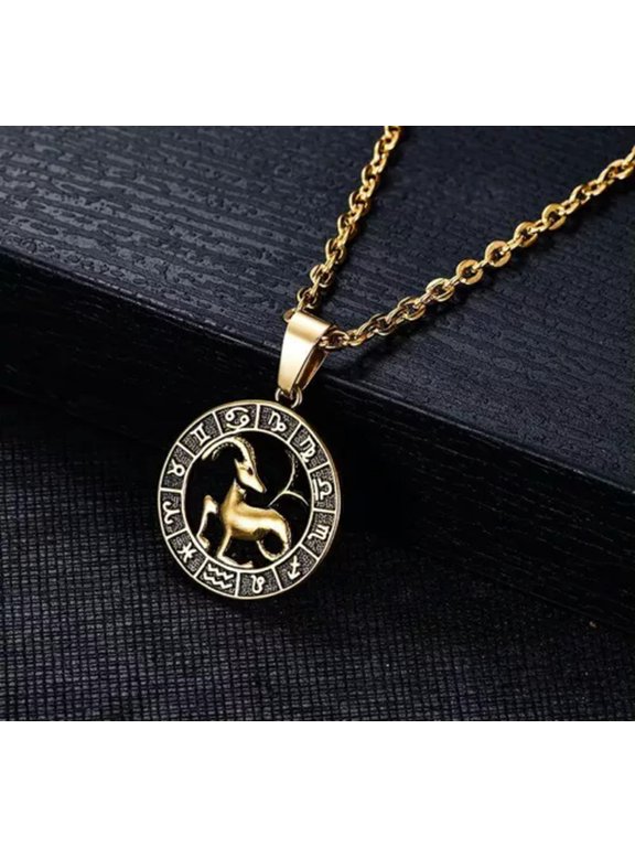 12 Zodiac Sign Constellations Horoscope Stainless Steel Pendant Necklace Chains
