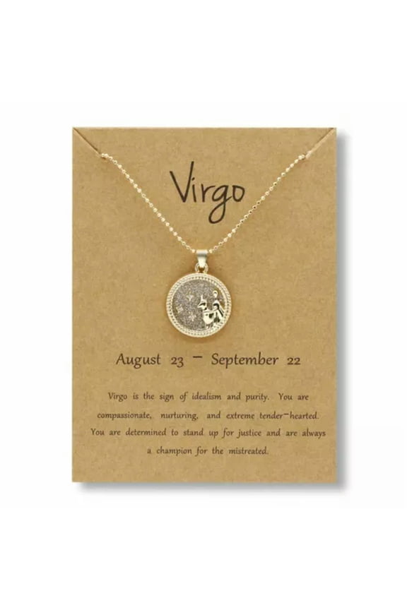12 Zodiac Sign Constellations Star Day Pendant Necklace Women Party Delicate Jewelry Gift-Virgo