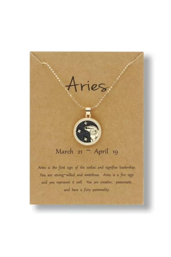 12 Zodiac Sign Constellations Star Night Pendant Necklace Women Party Jewelry-Aries