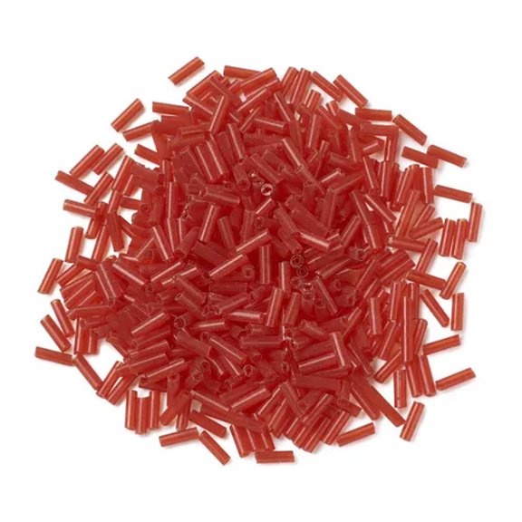 GKNET 1200PCS Glass Bugle Beads Tube Spacer Beads 6mm Colorful Silver Lined/AB Color-Red