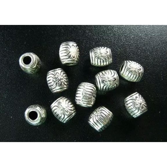 GKNET 120pcs Tibetan Silver Barrel Spacer Beads R604
