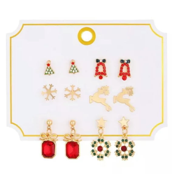 GKNET 12PCS Christmas Tree Santa Claus Ear Stud Earrings Dangle Women Delicate Jewelry Gift New-#1