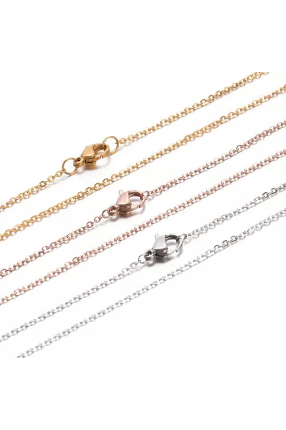 12Strands Stainless Steel Cable Chain Necklaces Multi-Color 17.7"(45cm)-Random Mixed Color