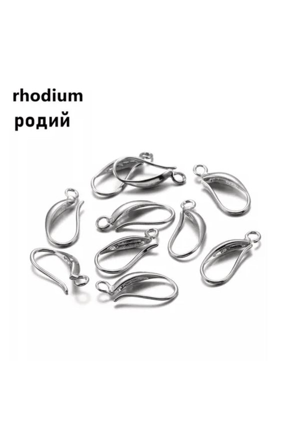 12pcs 17x8mm Copper Rose Gold French Earring Hooks Ear Clasps Settings Ear Wires-Rhodium-17x8mm 12pcs