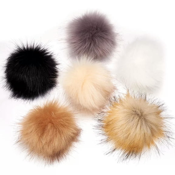 GKNET 12pcs 4 Inch Faux Fur Pompom Ball Mixed with Elastic Loop DIY Accessories