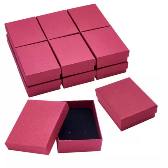 GKNET 12pcs Cardboard Delicate Jewelry Set Gift Boxes Delicate Jewelry Boxes Package Case 9x7x3cm-FireBrick