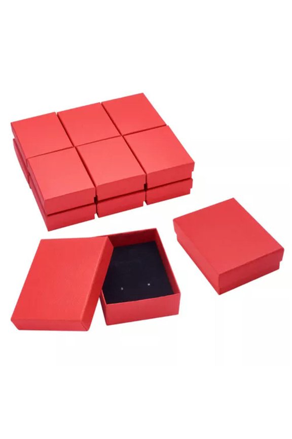 12pcs Cardboard Delicate Jewelry Set Gift Boxes Delicate Jewelry Boxes Package Case 9x7x3cm-Red
