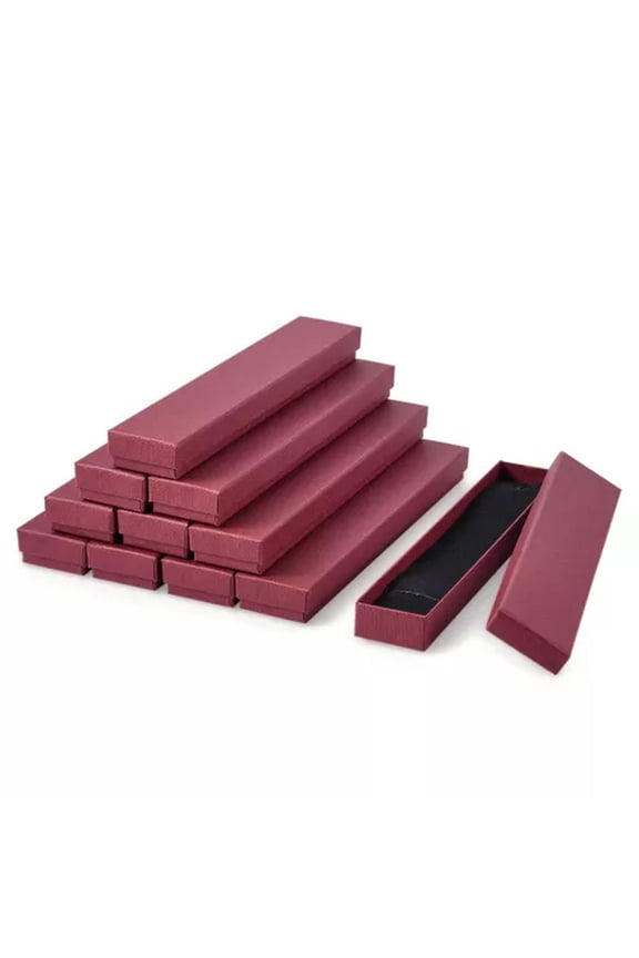 12pcs Delicate Jewelry Gift Boxes Rectangle Paper Package 21x4x2cm for Necklace Bracelet-FireBrick