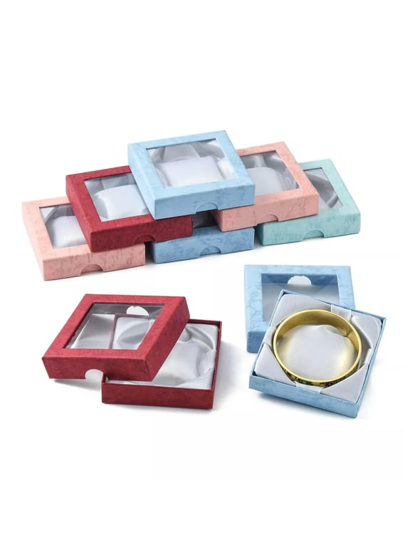 12pcs Square Cardboard Bracelet Boxes Bangle Package 3.5 inches Mixed Color