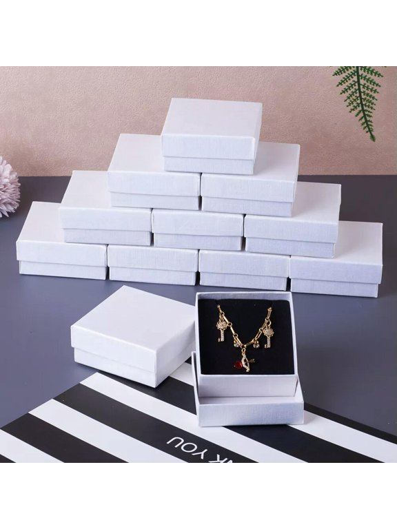 12pcs White Square Delicate Jewelry Boxes Earring Ring Pendant Gift Display 7.5cm/2.95"