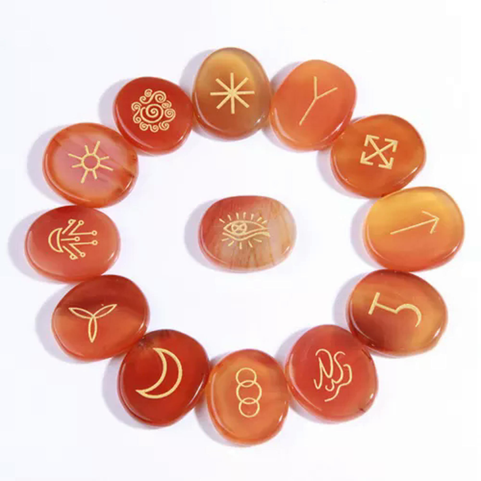 Witches Rune Crystals GKNET 13PCS Engraved Gypsy Symbols Witch Runes Crystal Stone Kit For ...