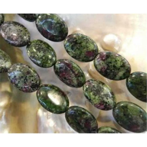 GKNET 13x18mm Red Green Ruby Zoisite Oval Loose Beads 15" Strand ##ZY505