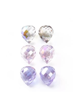 144pcs Crystal Pendants Faceted Glass Charms Teardrop 9.5x8mm Random Color