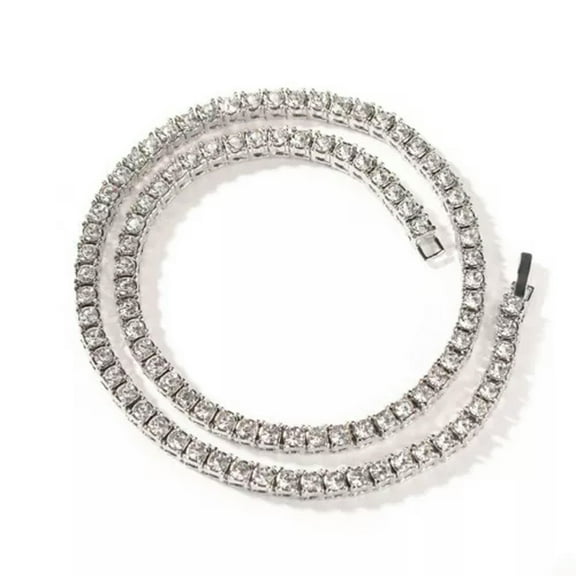 GKNET 16"-24" Mens Full Zircon TopBling Tennis Chain Gold Necklaces Hip Hop Jewelry-Silver-20inch-3mm