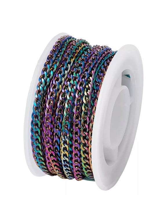 16FT/Roll Stainless Steel Curb Chains Unwelded Colorful Twist Links Multi-color