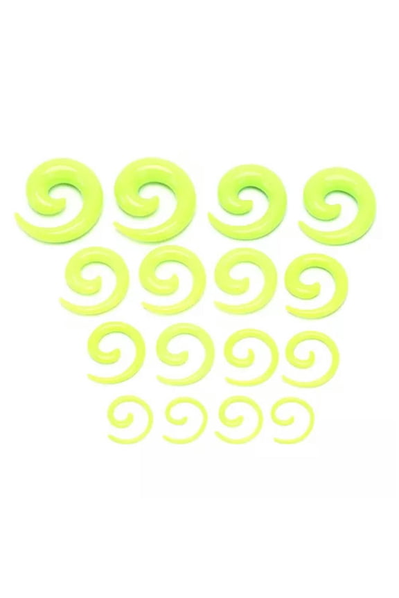 16Pcs/Set Spiral Taper Flesh Tunnel Ear Stretcher Expander Stretching Plug D-N8-Green