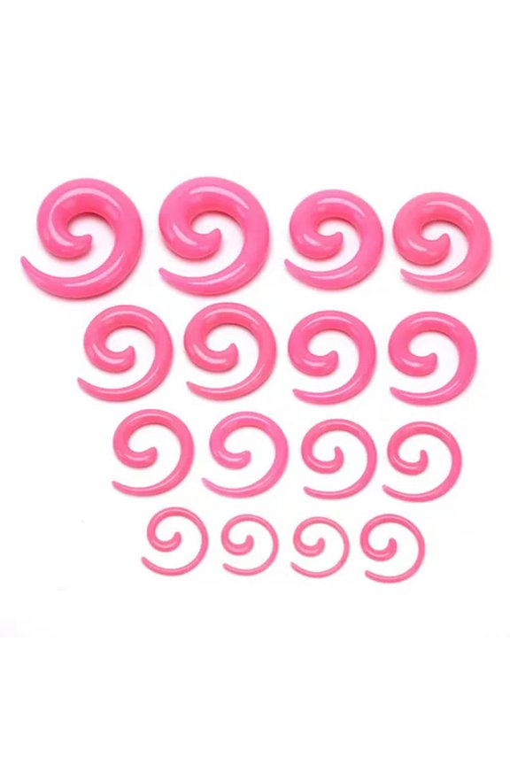 16Pcs/Set Spiral Taper Flesh Tunnel Ear Stretcher Expander Stretching Plug D-N8-Pink