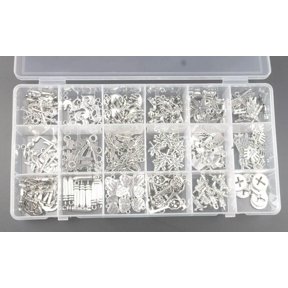 GKNET 18 Styles one Box of 200PCS Assorted Antiqued Silver Metal Charms