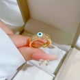 thumbnail image 1 of GKNET 18K Gold Plated Good Luck Luxury Zircon Evil Eye Bow Ring Adjustable Delicate Jewelry New-Evil Eye Ring#2, 1 of 8